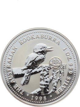Preview: Australien 1 Dollar 1998 Kookaburra - 1 Unze Feinsilber - Privymark "Schweden"